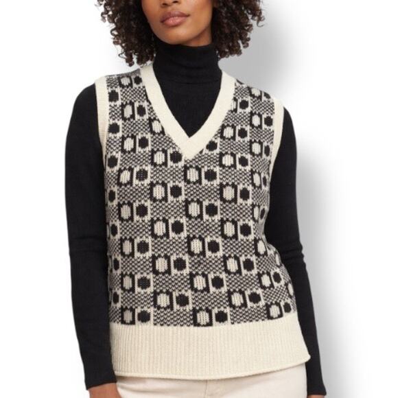 Vintage Montgomery Ward Brown Geometric Knit Sweater Vest Medium Grandpa Artsy - Picture 3 of 14